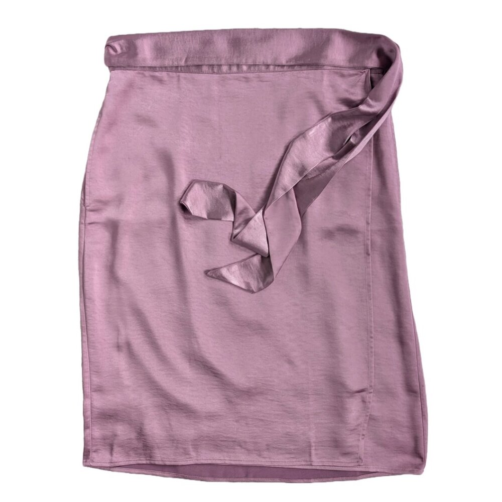 Wildfang Mauve Empower Satin Wrap Skirt Sz L - Picture 1 of 9